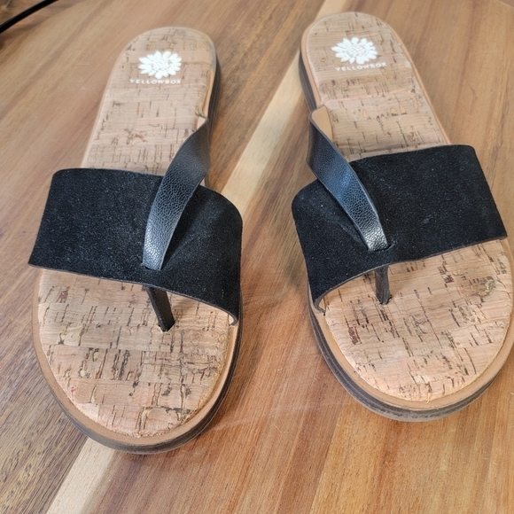 Yellow Box Barann Black Suede and Leather Strap Sandals Size 8 - Picture 10 of 16